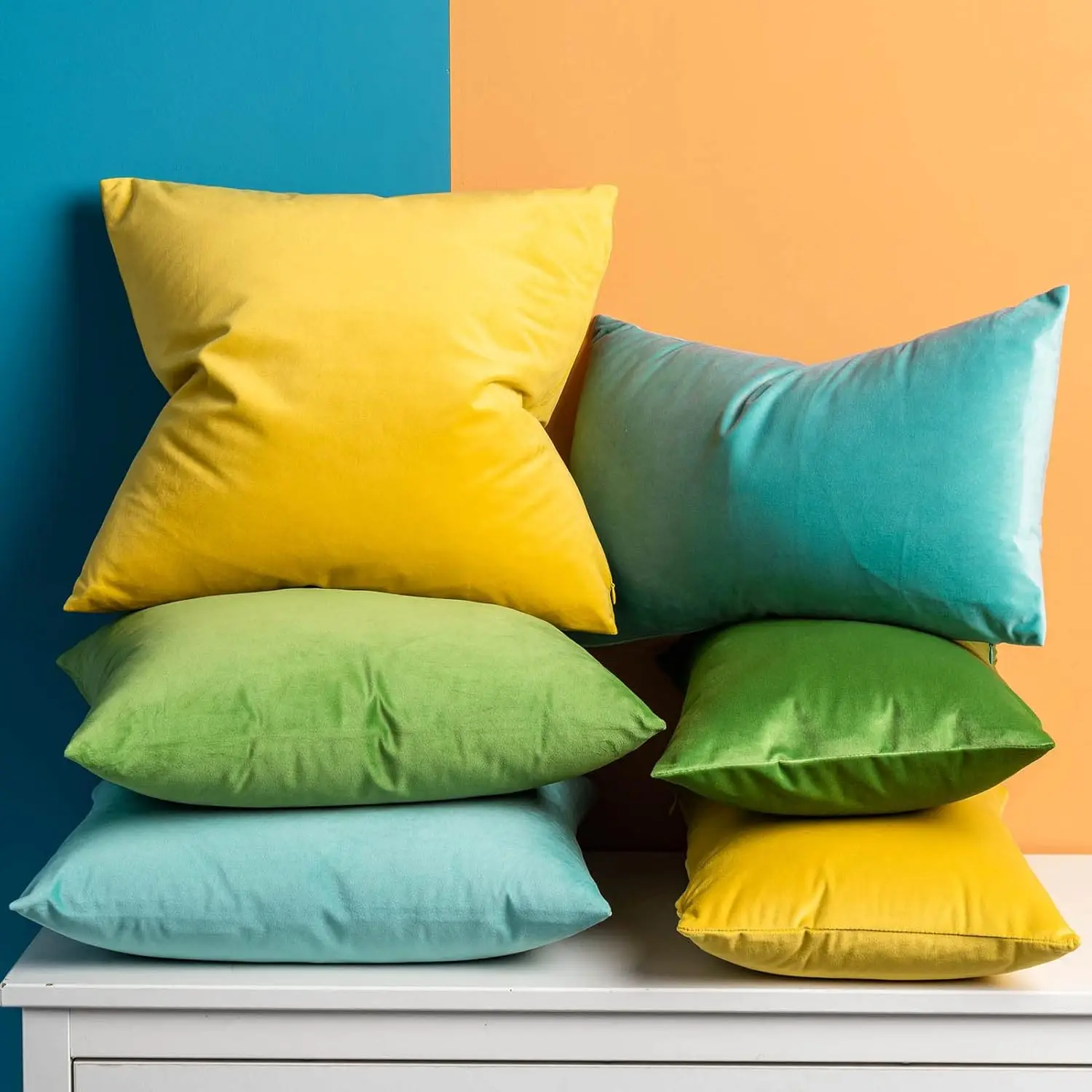 Decorative Gold Velvet Throw Pillow Covers - Thick Super Soft Solid Square Cushion Cases for Home Couch Living Room Decor Gift