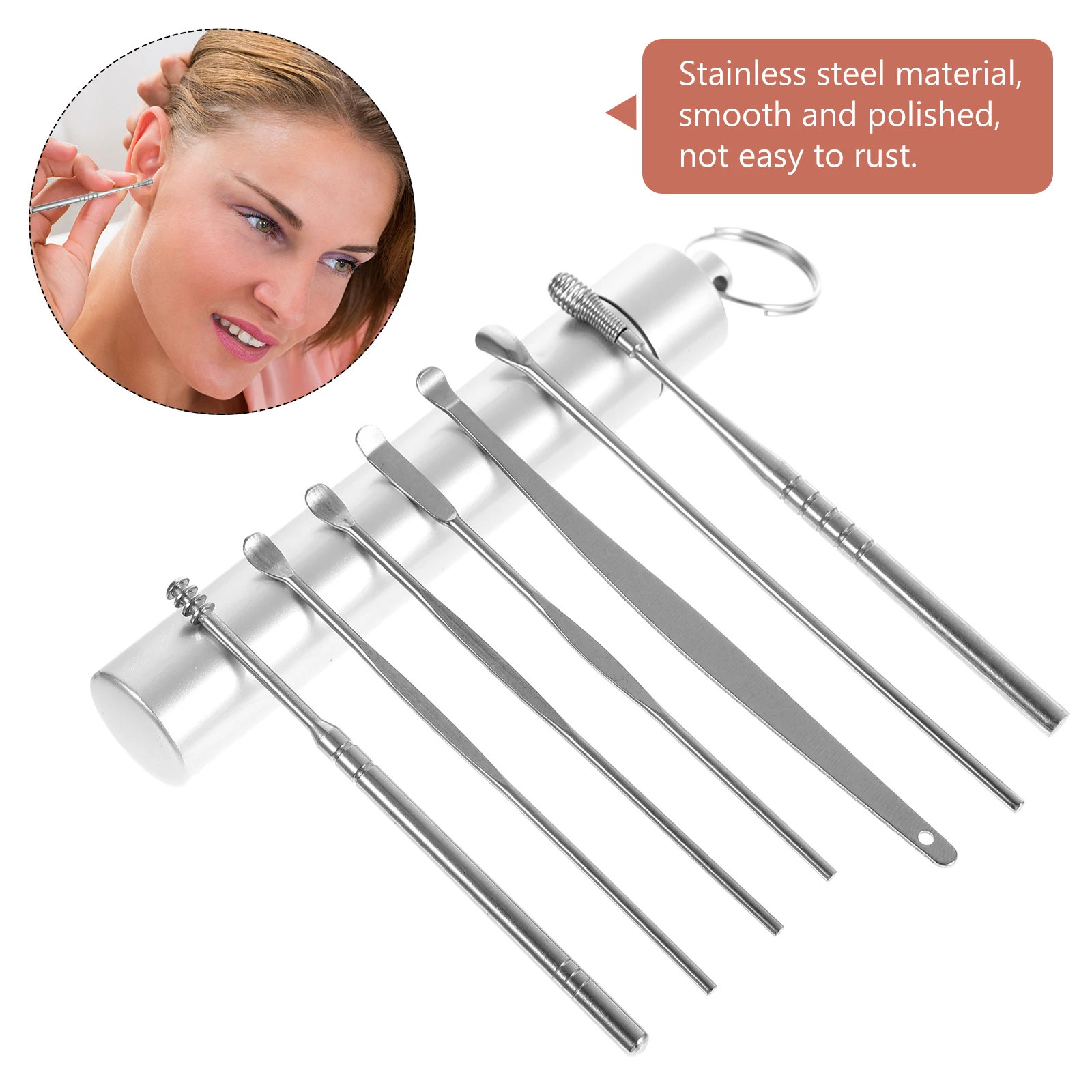 

7 pcs Wax Removal Kit Stainless Steel Cleaning Multipurpose Ear Cleaning Tools Tools Portable Ear Picks for Home Travel Hygiene
