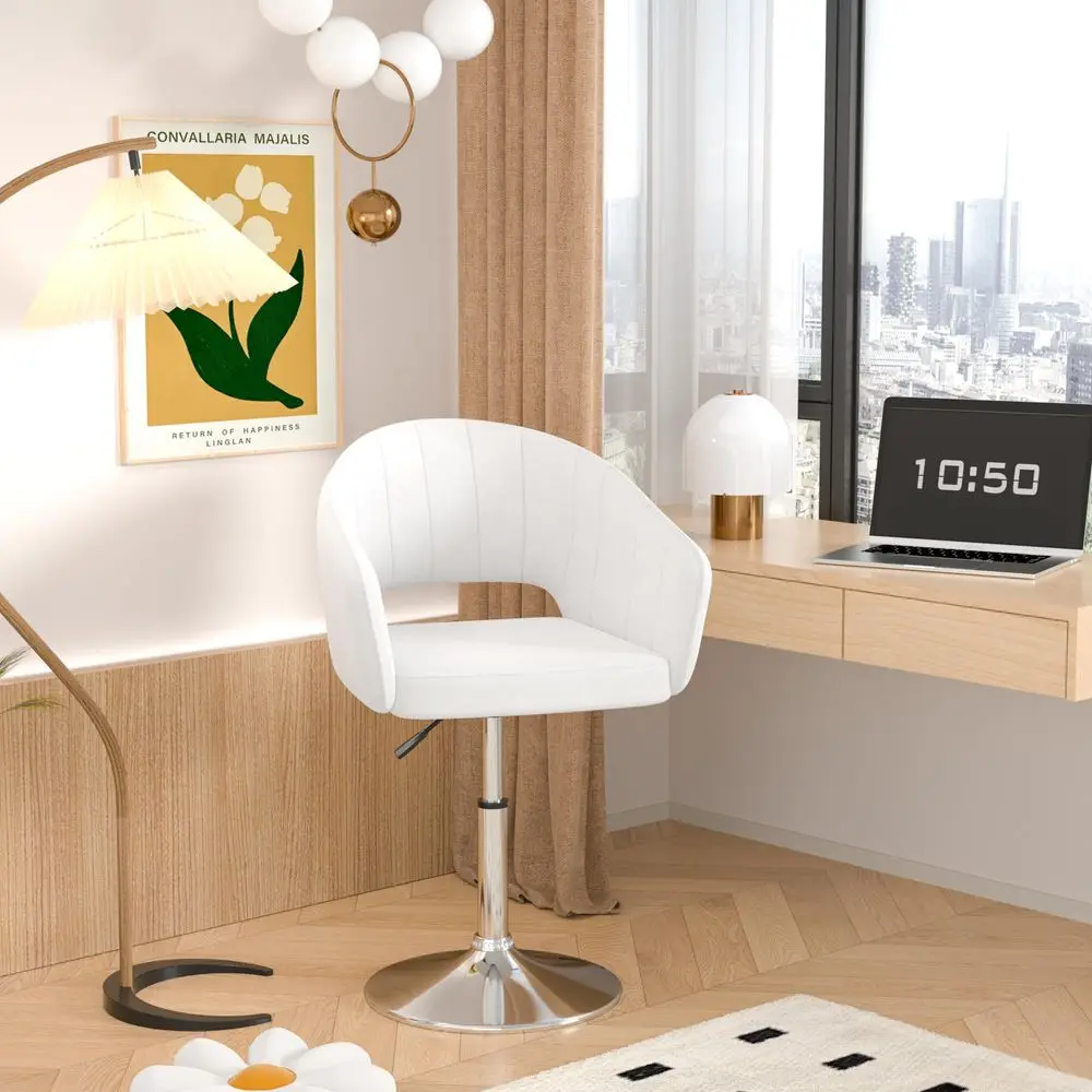 

Velvet Accent Chair, Adjustable Luxury Vanity amp Dining Chair with Gold Barstool Base, 360Swivel Upholstered Armchair for Livi
