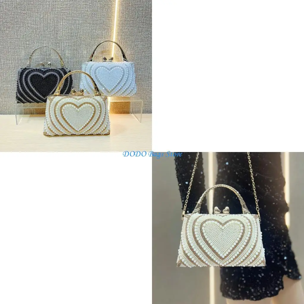 

Women Evening Bag Chain Strap Shoulder Crossbody Bag Elegant Banquet Bag Glittering Rhinestones Handbag for Party