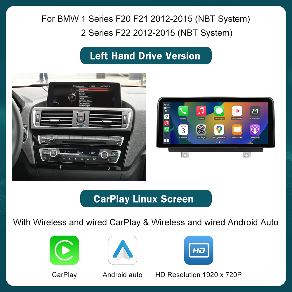 10.25 '12.3' Draadloze CarPlay Android Auto Multimedia Scherm Voor BMW 1 2 3 4 Serie F20 F21 F22 f30 F31 F32 F33