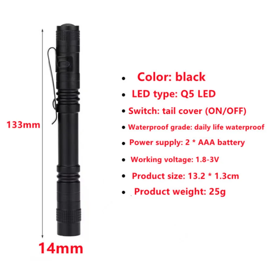 10 sztuk LED latarka Pen Light Mini Portable 1000 lumenów 1 tryb przełączania led latarka dla dentysty i na Camping Hiking