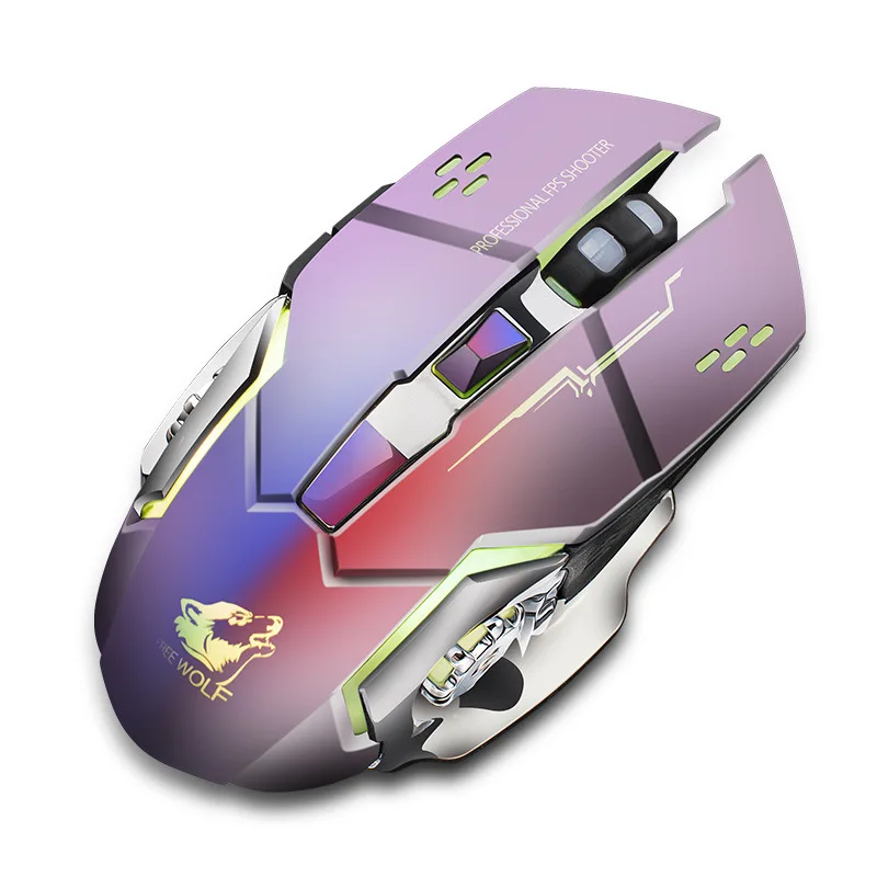 Kabellose Spielmaus, DPI, verstellbar, RGB-Hintergrundbeleuchtung, wiederaufladbar, Stummschalttaste, Aufladen während der Plug-and-Play-Maus-Gaming-Maus