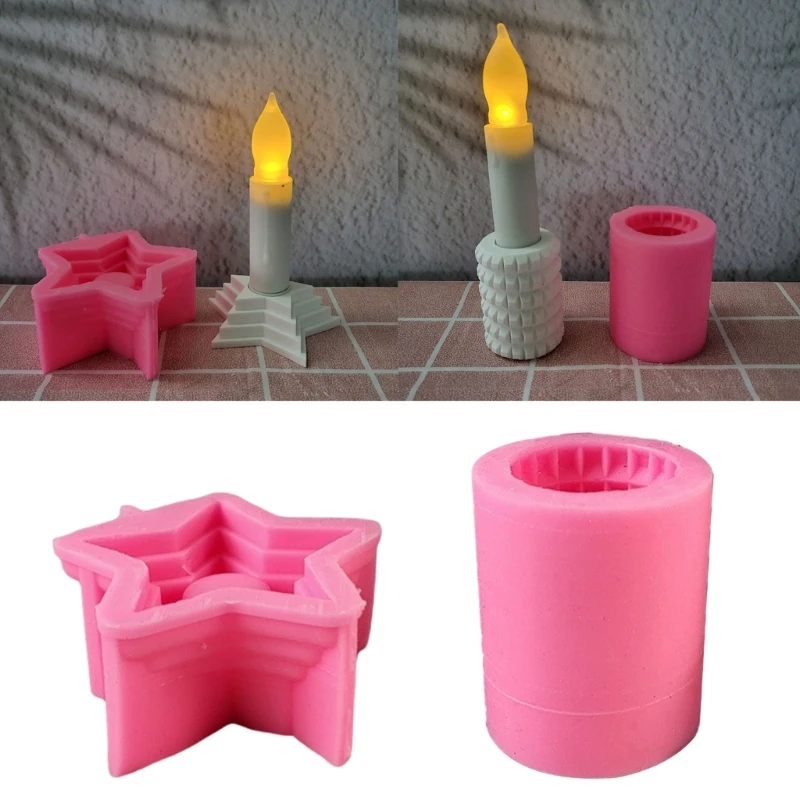 Cylinder Dot Pattern Candlestick Mold Home Decor Cylinder Point Silicone Mold Delicate Holders Making Mold