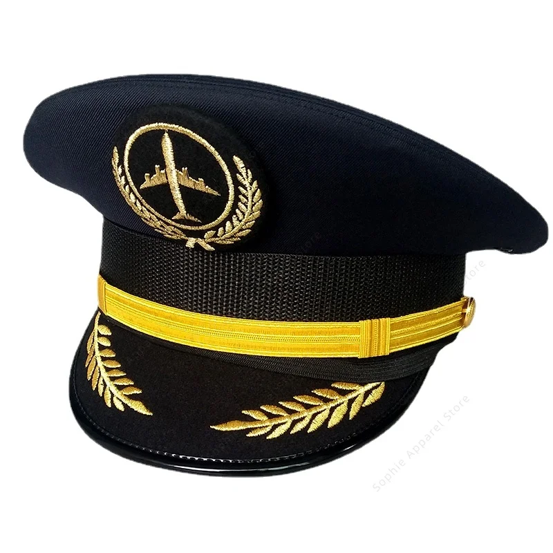 Pilot Hat Aircraft Emblem Visor Gorros Men Women Flight Attendant Caps Aviation Aviator Security Accessories Airplane Pilot Cap