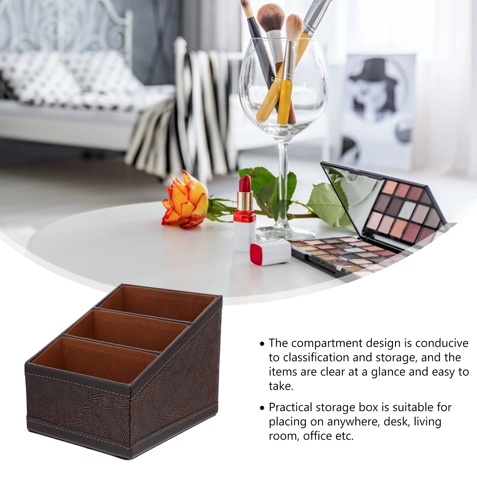 

Storage Box Desk Organizer Sundry Pu Small Remote Holder Multifunctional