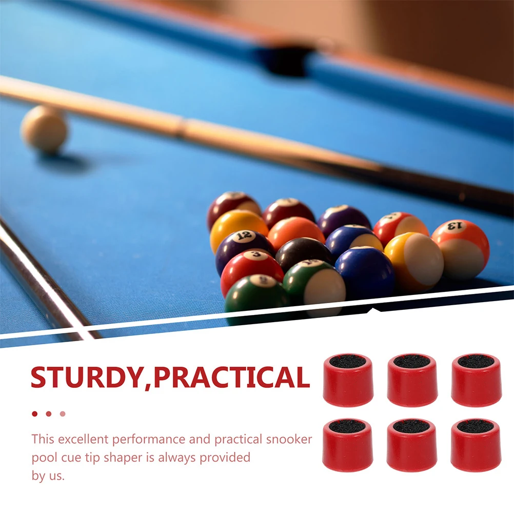 

4Pcs Red Round Double-sided Pool Cue Tip Shaper Grinder Head for Billiards Durable Plastic Practical Design