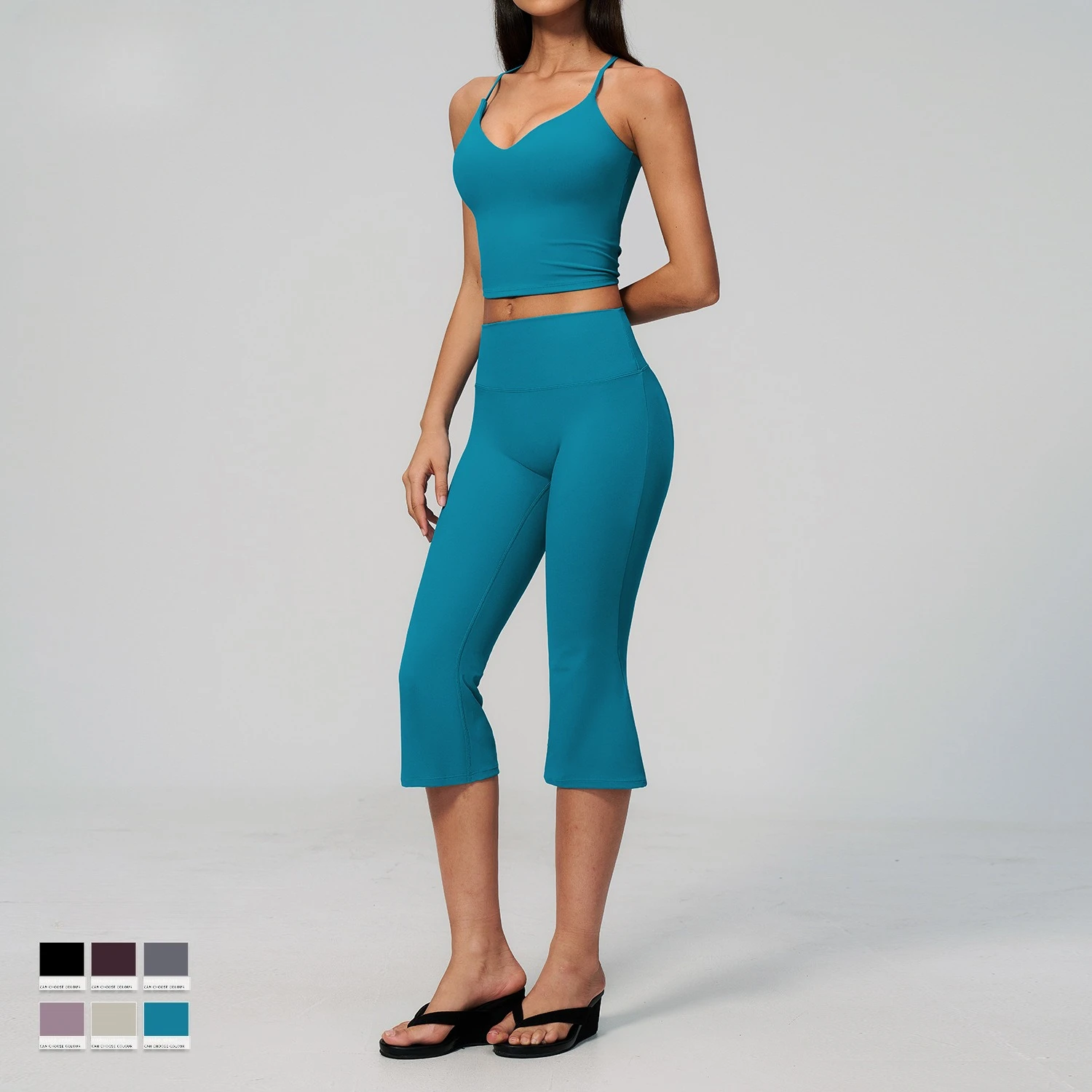 Yoga Capri Pants Set 2PCS Yoga Suit Sports Set Women Clothes Gym Set Women Tracksuit Running Workout Athletic Wear Yoga Clothing