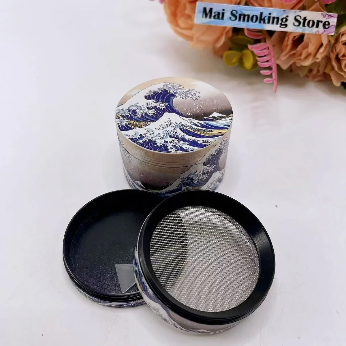 Moedor de Ervas Manual de Metal 2/2.5 polegadas, Moedor de Sal e Especiarias, Pilão Kanagawa para Tabaco e Ervas, Ferramenta para Fumar