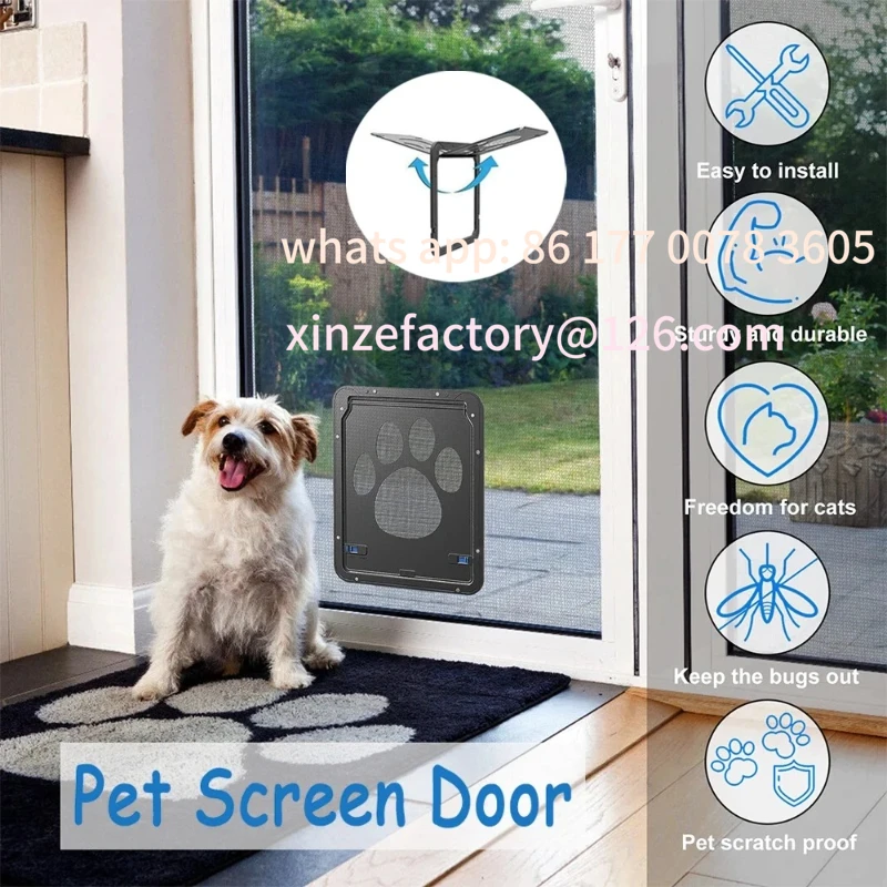 

Customizable Pet Door New Safe Lockable Magnetic Screen Outdoor Dogs Cats Window Gate House Enter