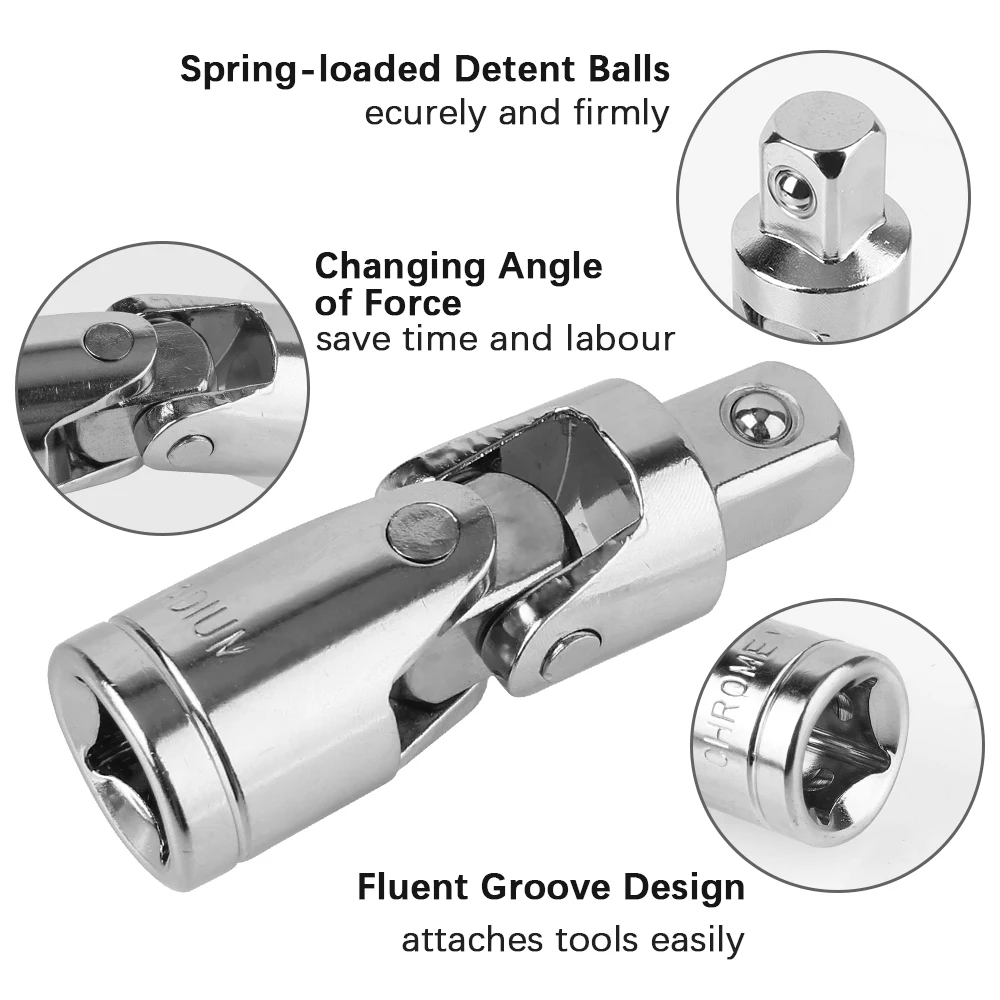 Car Repair Tools Accessories Universal Joint Of Socket Wrench Chrome Vanadium Ratchet Torque Socket Wrench Bar Removal Tools