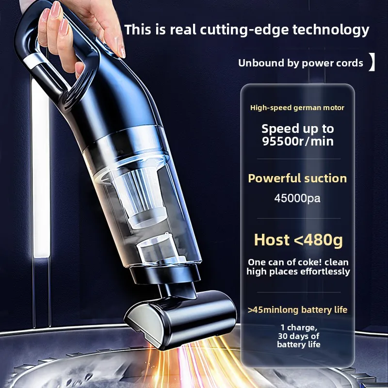 Car vacuum cleaner, large suction integrated home car dual-purpose wireless car vacuum cleaner