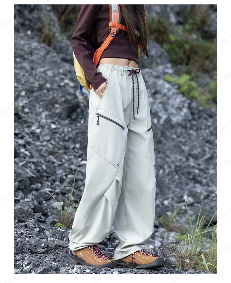 Herbstliche Koreanische Patchwork-Hose, Wind- und Wasserdicht, für Outdoor-Wanderungen und Freizeit, für Damen und Herren, Gerade Geschnittene Weite Sport-Hose – Detail 23
