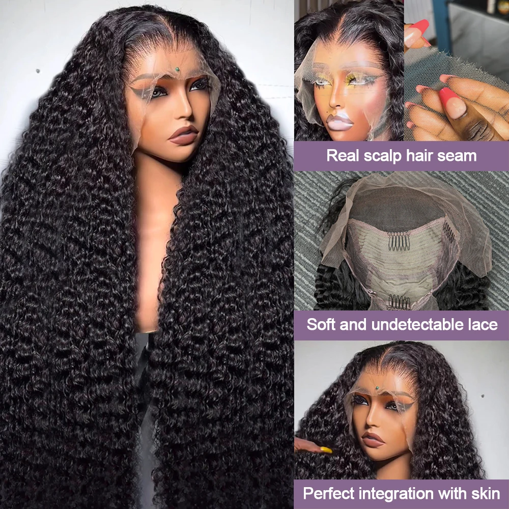 13x6 Hd Jerry Krullend Menselijk Haar Pruiken Diepe Golf Kant Frontale Pruik Water Wave Pre geplukt Lace Front krullen Pruik Braziliaanse Voor Vrouw