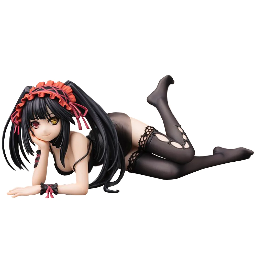 19cm DATE A LIVE Anime Figure Sexy Black Nightgown Dress Devil Kurumi Tokisaki Action Figure PVC Adult Collection Model Doll Toy