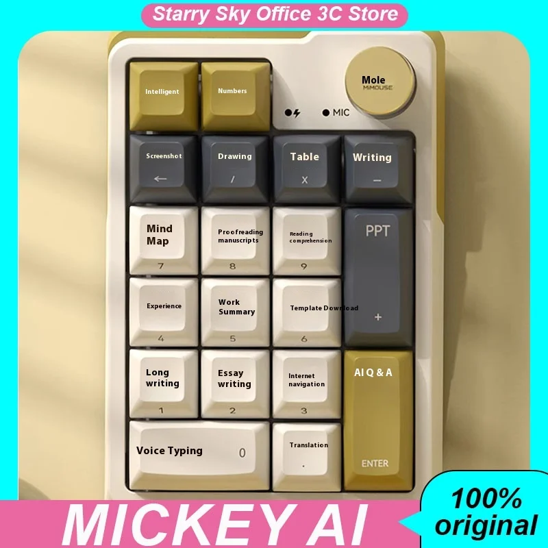 

Mickey AI Intelligent Mechanical Keyboard Voice Multifunctional Wireless Bluetooth 3mode Hot Swap Long Endurance Laptop Keyboard