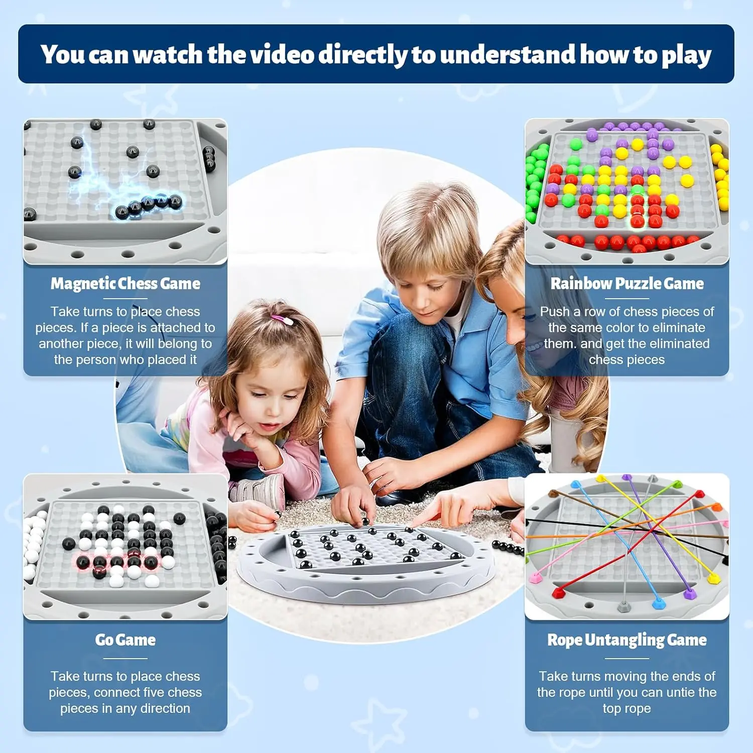 مجموعة ألعاب لوحية للسفر 4 في 1 للأطفال والكبار، لعبة استراتيجية ممتعة لليلة العائلة، رحلات الطريق، التخييم، سن 8 سنوات فما فوق، 2-4 لاعبين