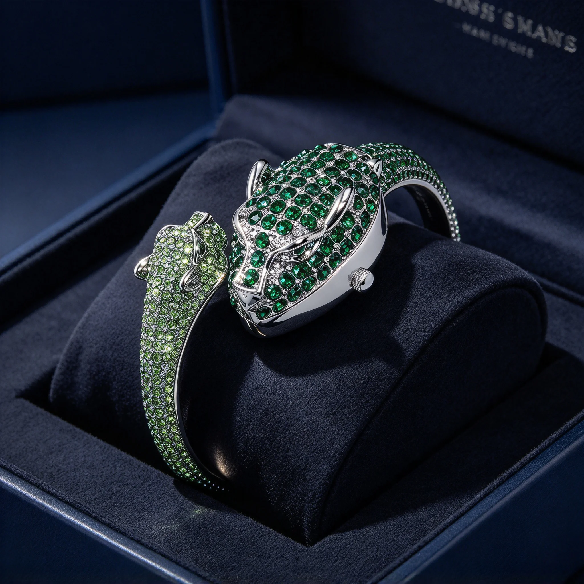 Ladies Luxury Leopard Head Bracelet Watch, Hidden Dial Gold Crystal Bracelet Watch, Ladies Elegant Gift