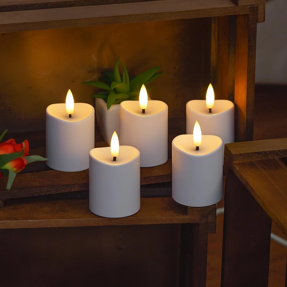 LED Candles, Flickering Flameless Candles,Rechargeable Candle, Real Wax Candles With Remote Control-AT36