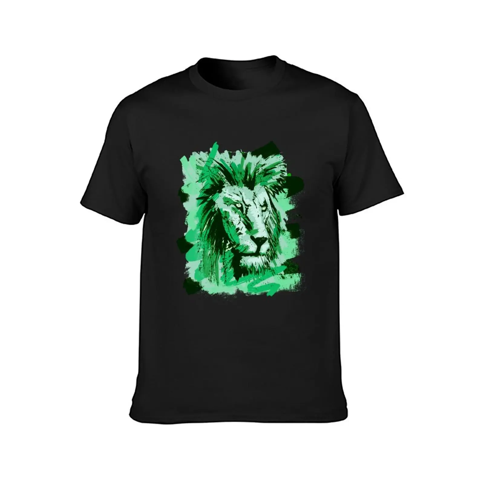 Green Graffiti Lion T-Shirt boys animal print customs summer tops hippie clothes Men's clothing