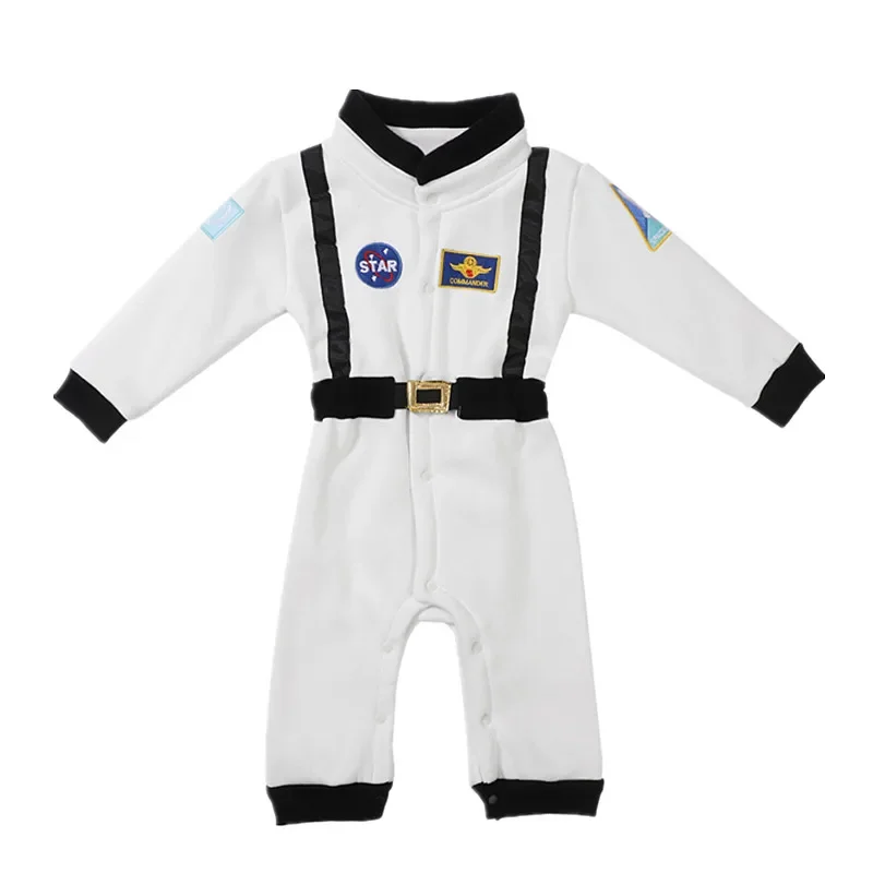 Baby Toddler Boy Astronaut Costume Space Suit Cosplay Party Jumpsuit Halloween Rompers Fall and Winter Long Sleeve Pajamas