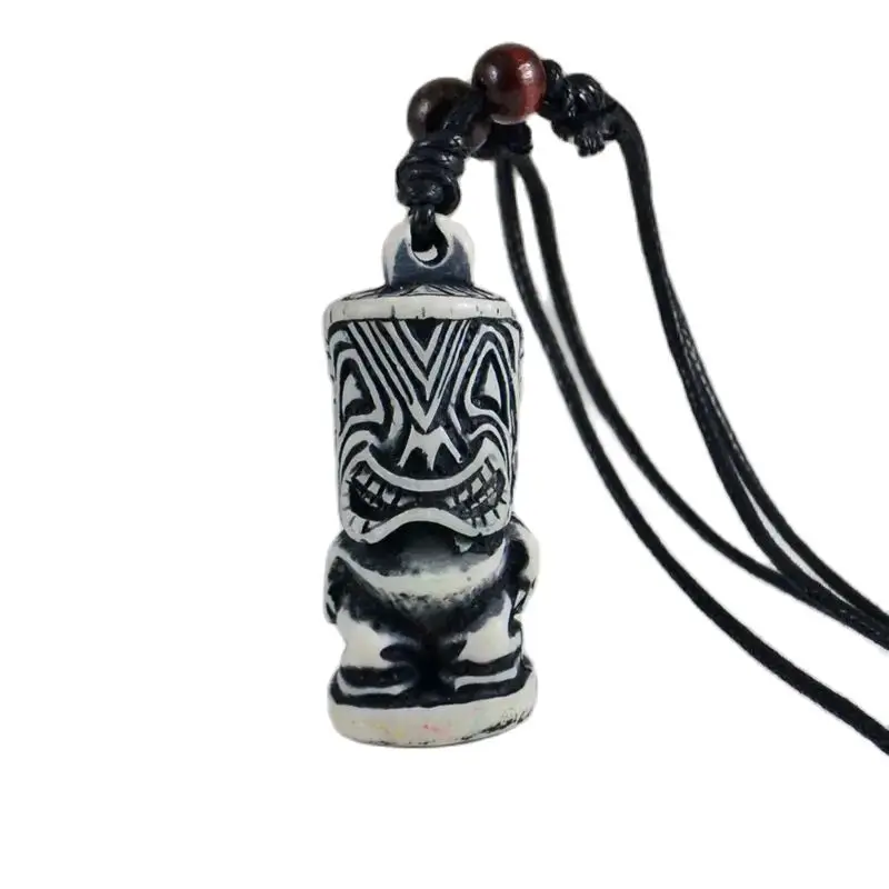 Tiki Resin Carving Pendant Necklace Maori Amulet Lucky Gift Tribal Totem Fashion Jewelry