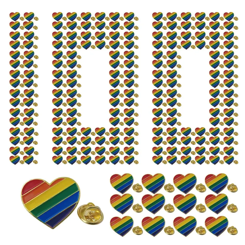 

Эмалированные броши с сердечками Rainbow Pride, набор булавок для одежды ЛГБТК, шапки, сумки, декор, ювелирные изделия, подарки, фестиваль парад гордости, 100 шт.