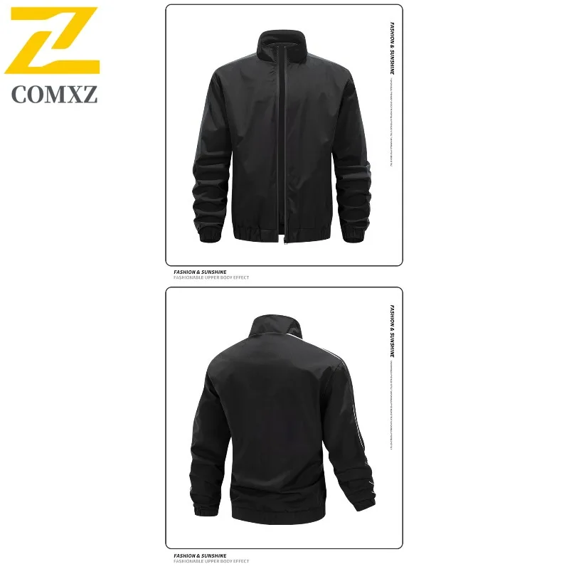 سترة COMXZ للرجال للدراجات النارية عالية الجودة بياقة واقفة للمغامرة الخارجية معطف مقاوم للرياح بلون سادة ملابس خريفية خفيفة للمشي لمسافات طويلة #6