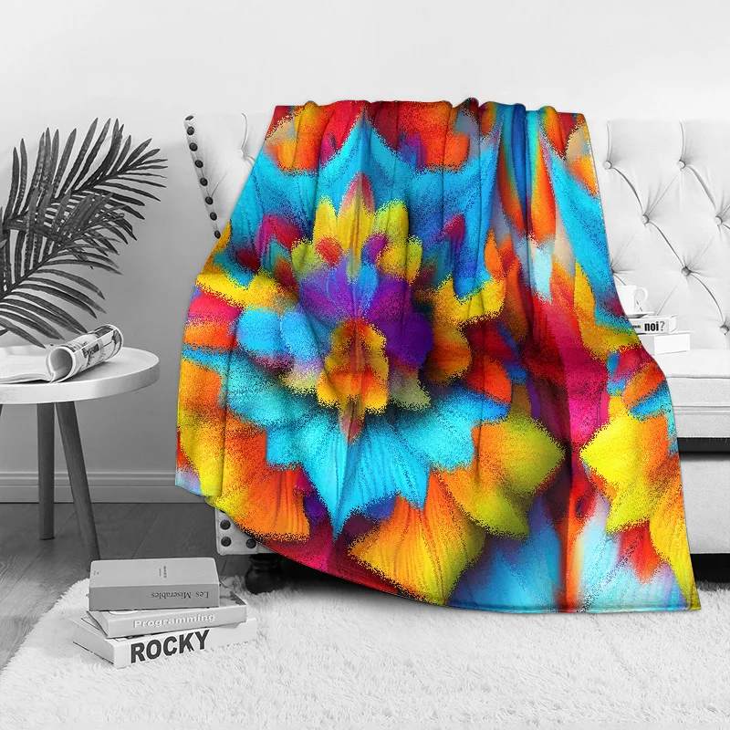 생생하고 다채로운 추상 꽃무늬 프린트 담요 소파 침대 커버 장식용 담요 선물 아이디어