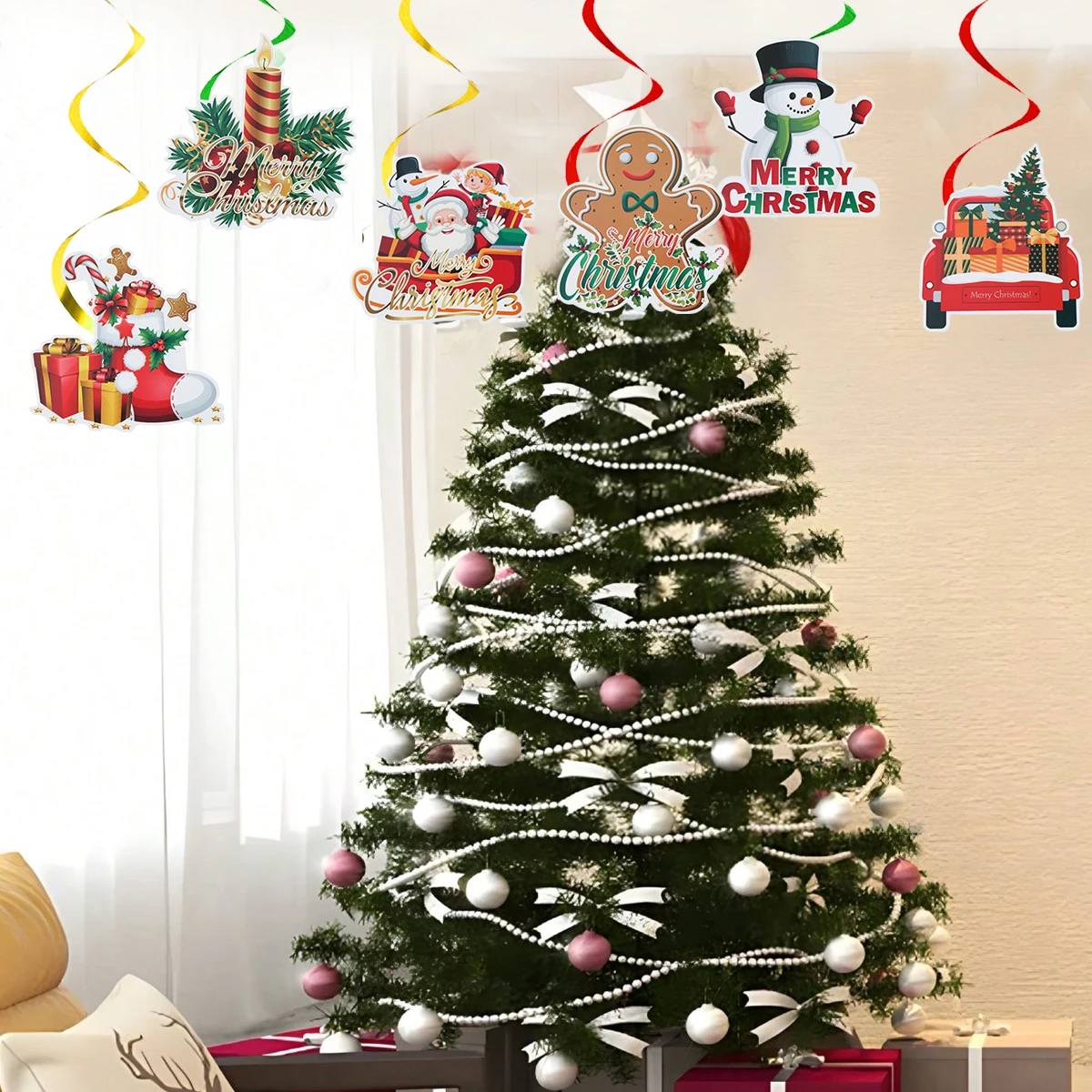 Christmas Spiral Banner Merry Christmas Decoration For Home 2024 Christmas Ornament Xmas Navidad Natal Gift Happy New Year 2025