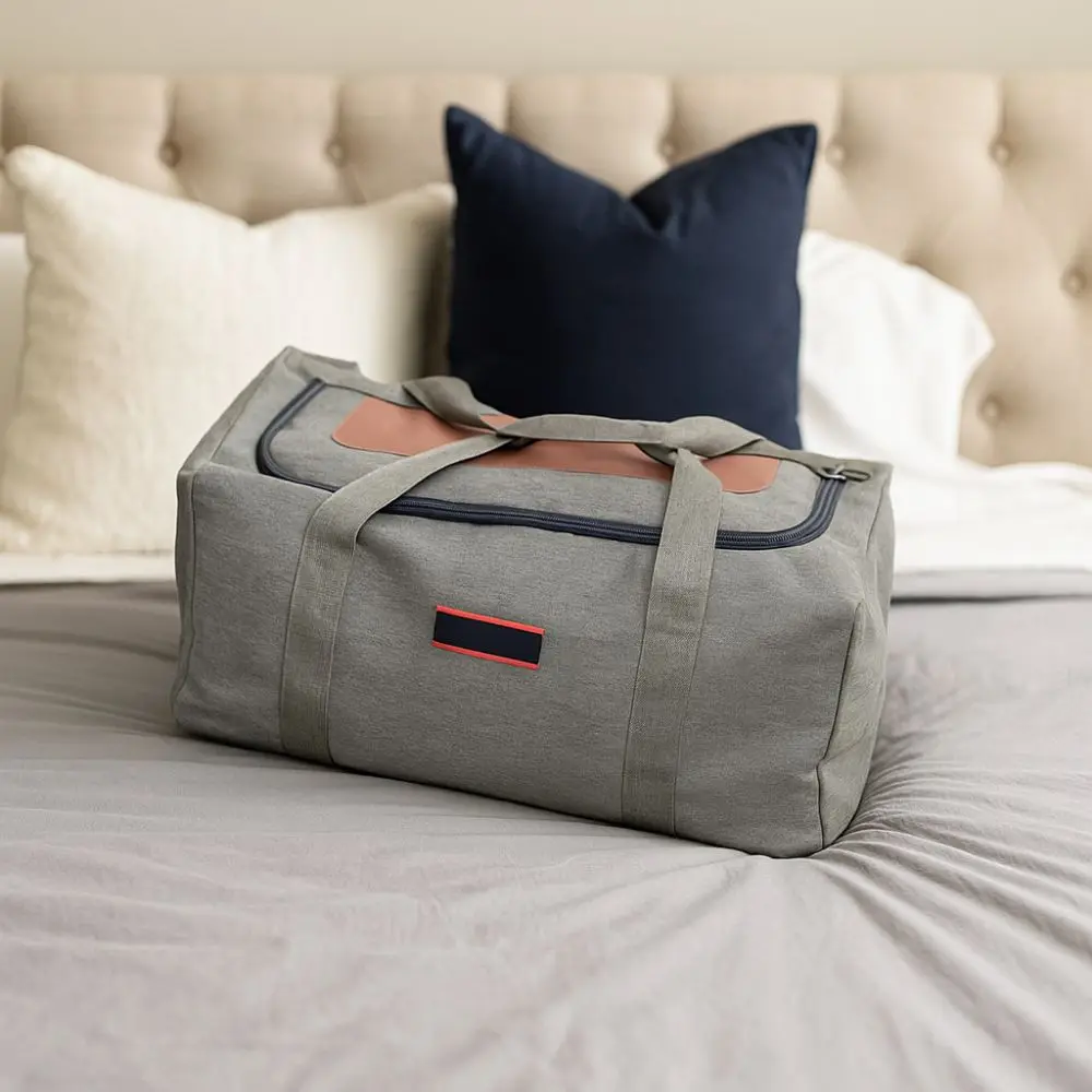 حقيبة سفر قماشية عملية ذات سعة كبيرة ومقاومة للاهتراء، حقيبة متحركة قابلة للطي للنساء #2