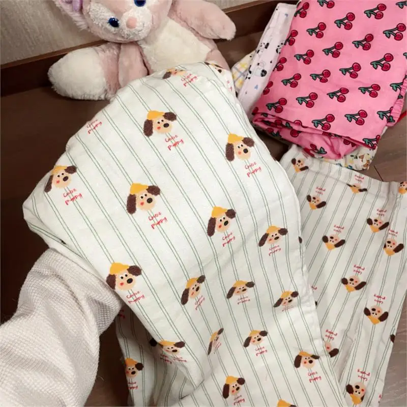 

New Women's Cotton Sp Pants Loose Comfortable Spring Summer Cartoon Print Home Leisure Pants High Waist Long Trousers