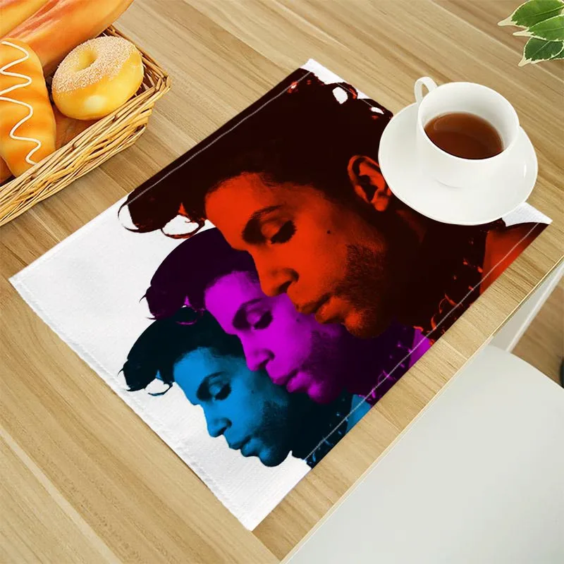 Prince Print Linen Dining Table Mats Alphabet Kitchen Placemat 30X40cm Coasters Pads Bowl Cup Mat