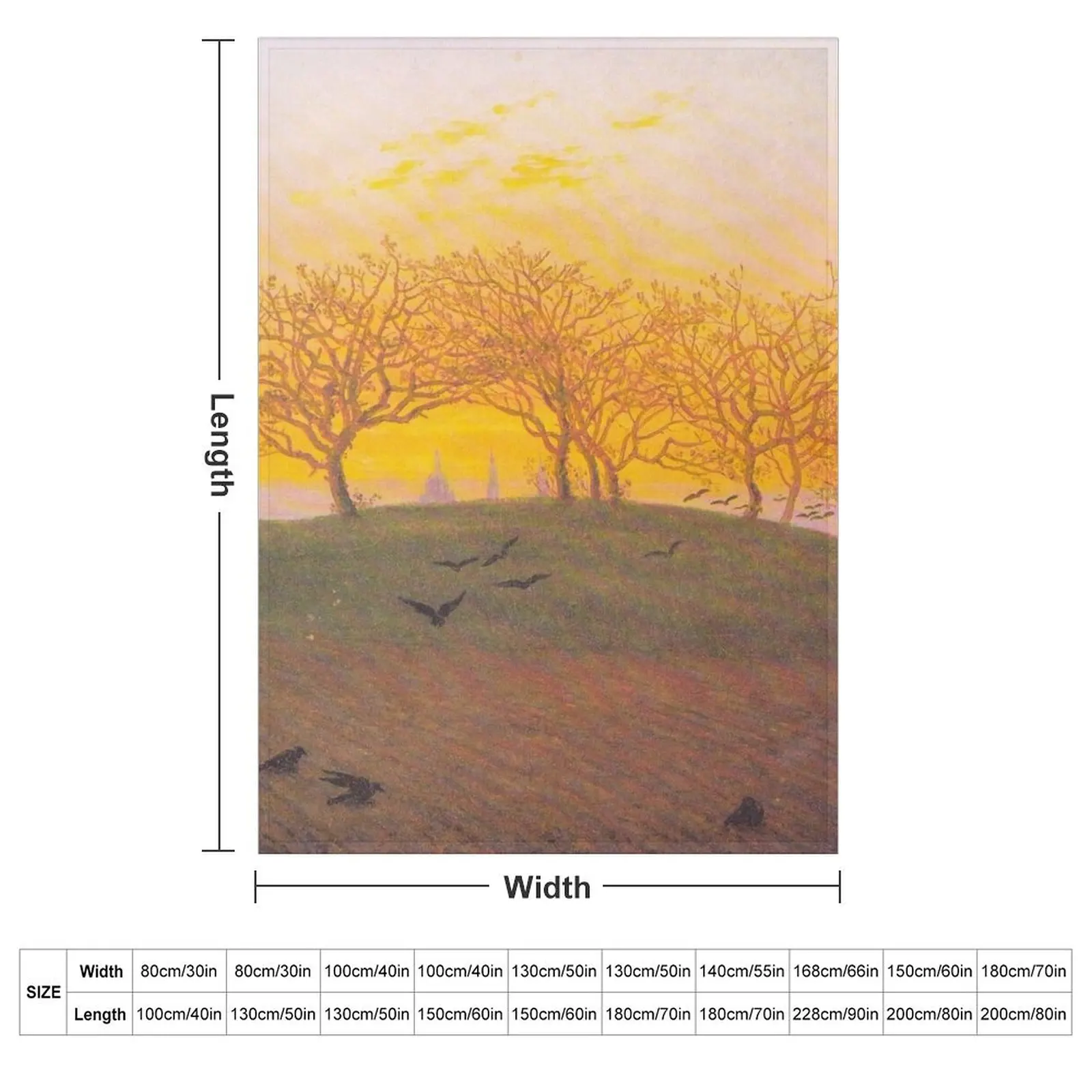 HD CASPAR DAVID FRIEDRICH - Sunset Hill Throw Blanket Sofa Quilt Giant Sofa christmas gifts Luxury Throw Loose Thermal Blankets