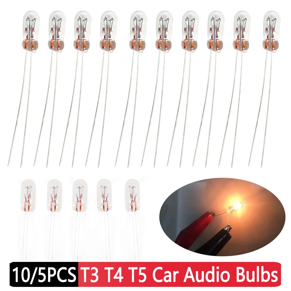 10/5pcs T3 T4 T5 14V Car Audio Gear Indicator Light Dashboard Instrument Bulbs Yellow Lamp Car Audio Bulbs Car Light Accessories