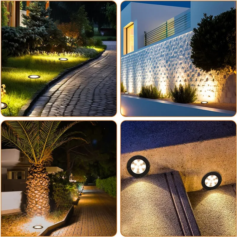 Landscape Light LED Underground Lamp 6W IP67 Waterproof Outdoor Spot Light for Ground Floor Well Deck Step Garden Warm White