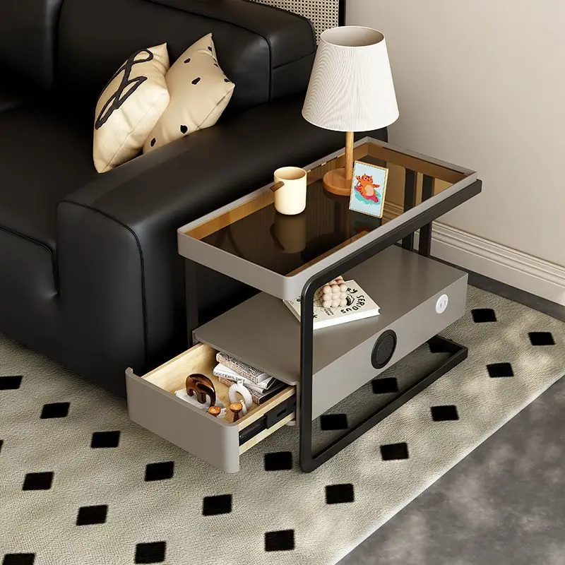 Italian minimalist sofa side cabinet side few living room glass side
