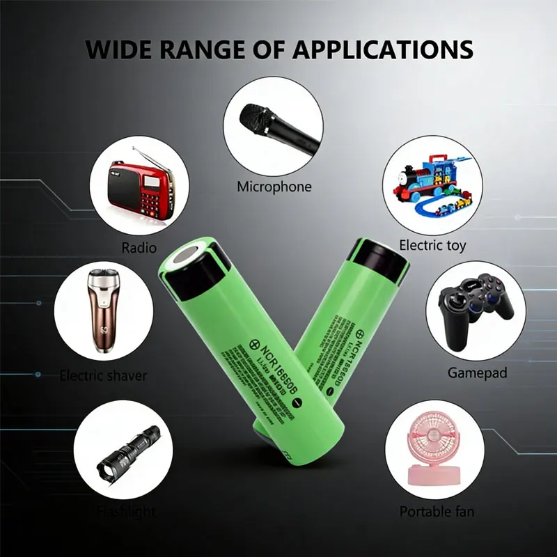 

100% New Original NCR18650B 3.7V 3400mAh 18650 battery Pointed Head Rechargeable Battery for Flashlight Portable Fan Razor