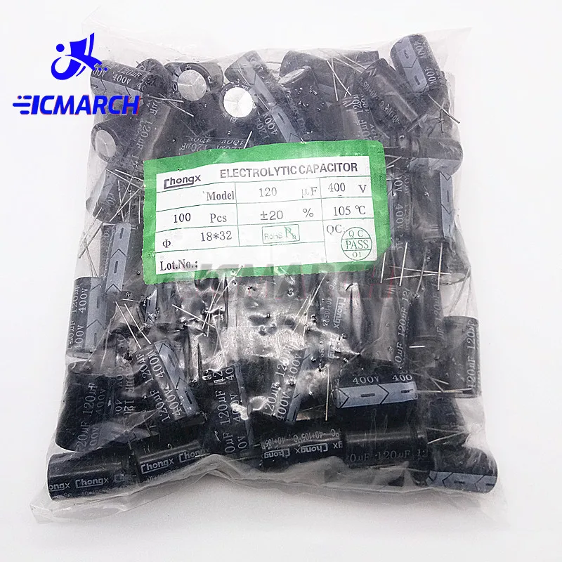 5PCS 400V 120UF Capacitor 400V120UF 18x30mm 120UF 400V Aluminum Electrolytic Capacitor