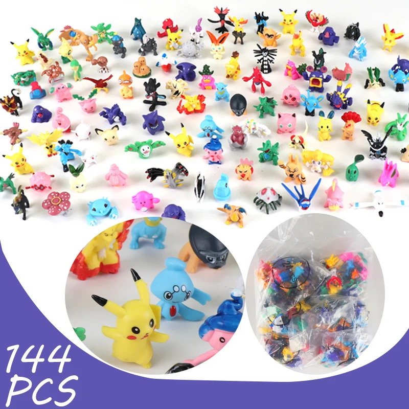 144 Pcs/Set Pokemon Jigglypuff Charizard Pikachu Gengar Figure Toys Squirtle Bulbasaur Venusaur PVC Figurine Model Doll Gift Kid