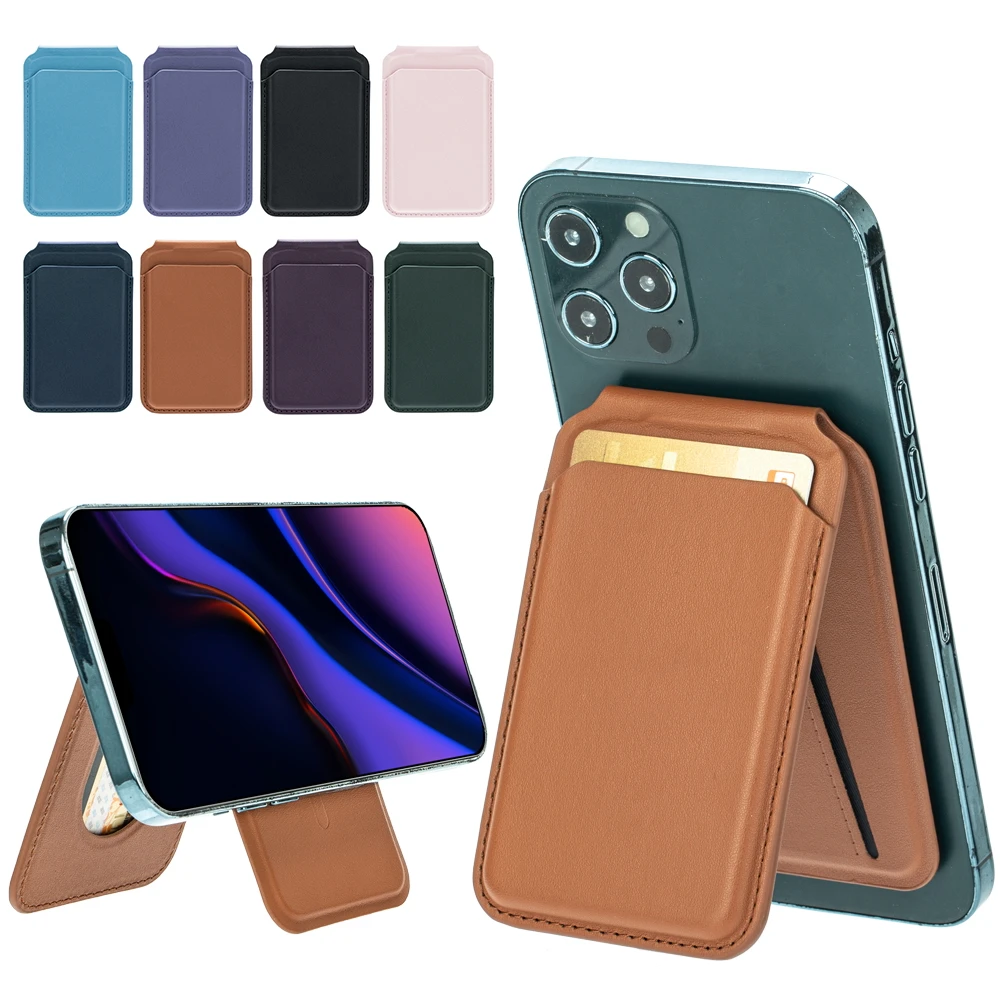 Strong Magnetic RFID Blocking PU Leather Wallet Card Holder Plain Smart Phone Case Secure Credit Card Slots iphone 15 pro max