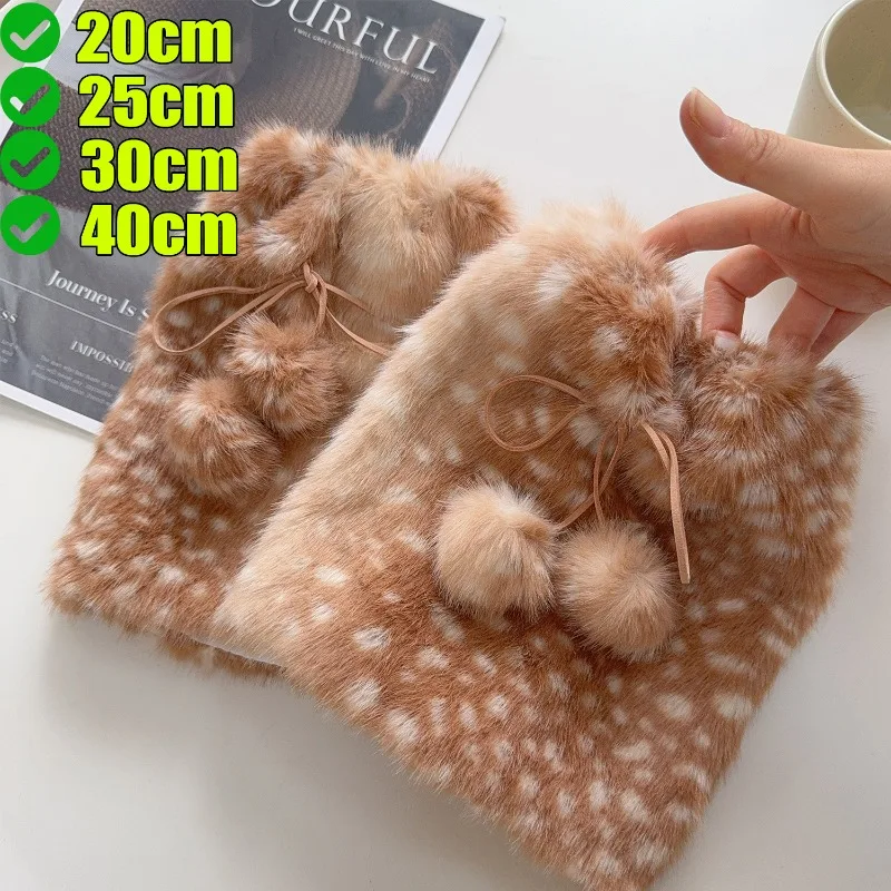 

Deer Print Leg Warmers Faux Fur Plush Sock Sleeves for Women Y2K Punk Lolita Fashion Christmas Winter Warm Boot Cuffs Stockings