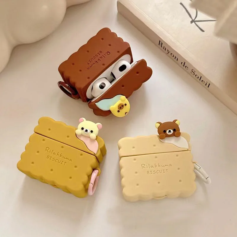 3D Biscuit Easy Bear Suitable For AirPods Bluetooth Wireless Earphone Protective Cover AirPods 1 2 3 Silicone Soft Shell