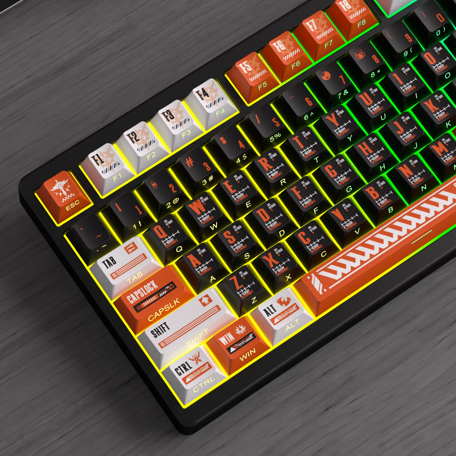 120-Key Cherry Profile Keycaps Side-Lit PBT Five-Sided Sublimation Printing Keycap for MX-Switch Gaming Mechanical Keyboards
