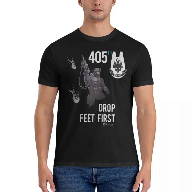 Camiseta de la División de Infantería ODST 405Th para hombre, ropa de algodón con Halo H, novedad, manga corta, cuello redondo, Original, 2021