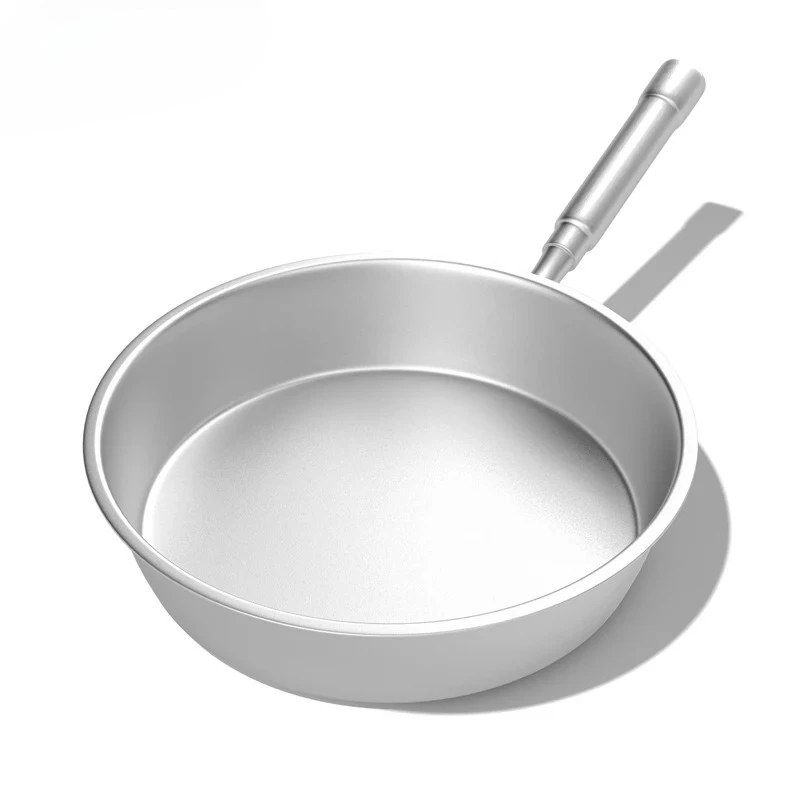 28cm Pure Titanium Skillet 99.7% Titanium Frying Pan Uncoated Non Stick Flat Bottom Skillet Pan for Kitchen Home Cookware