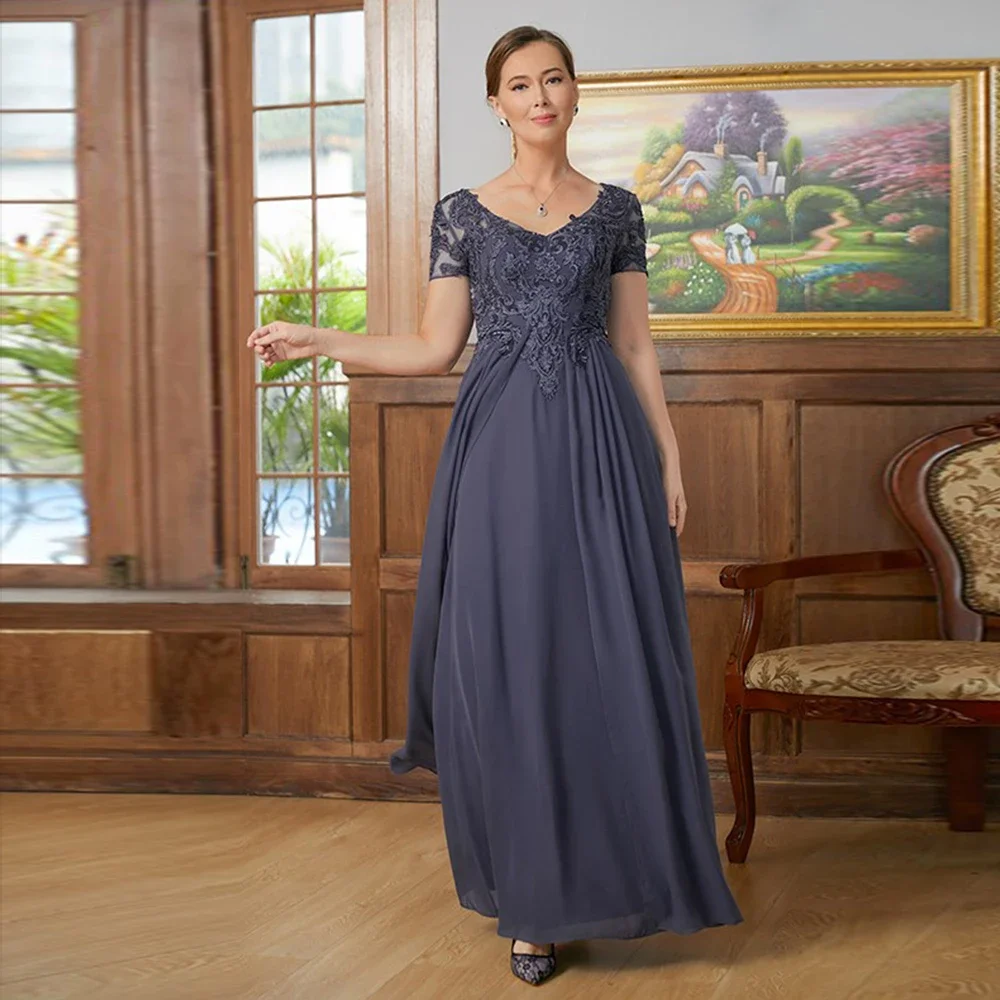 Vestido largo de gasa hasta el suelo para invitadas de boda, vestido de fiesta para mujer con apliques, talla personalizada, vestidos para la madre del novio, ropa de madrina 2024