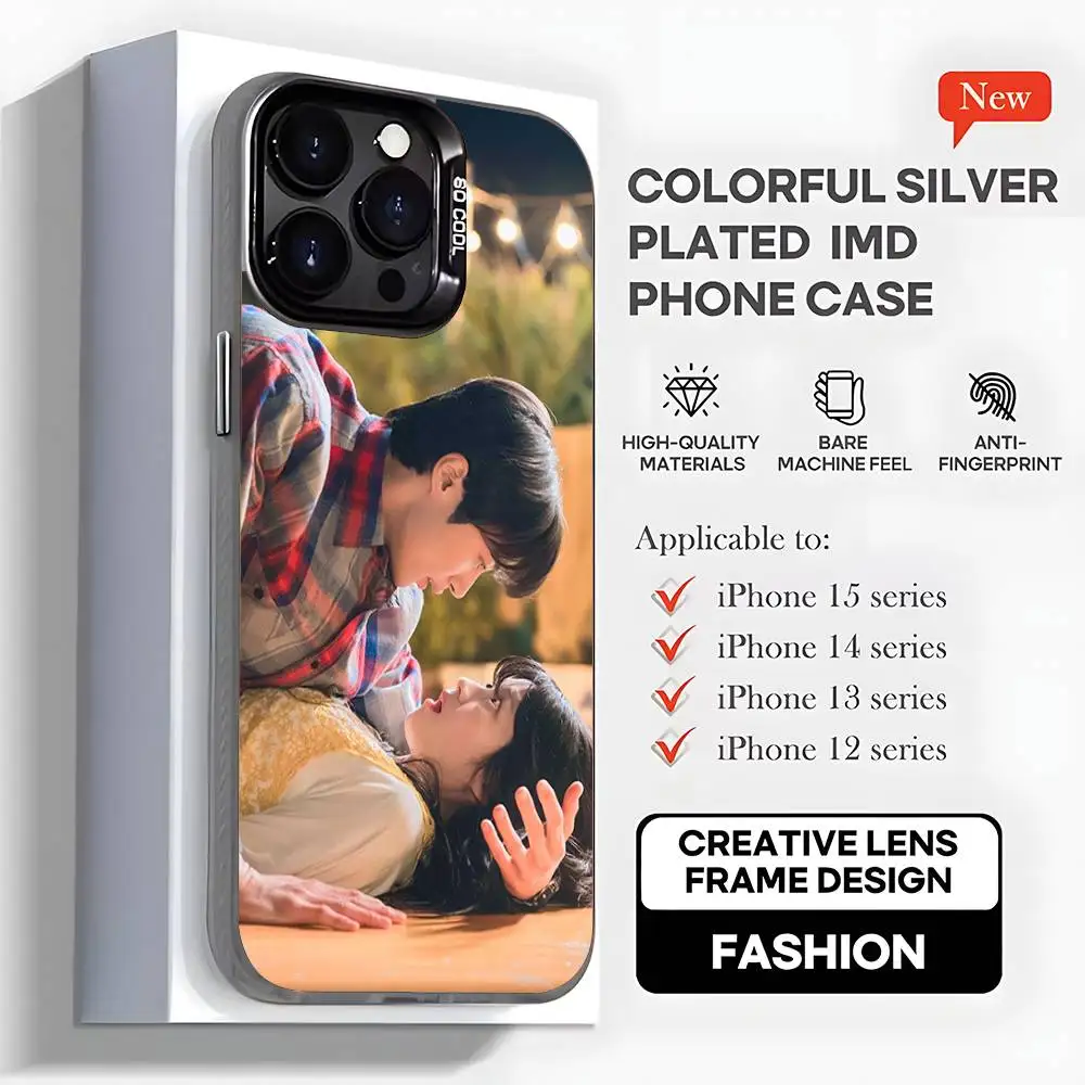 حافظة هاتف l-lovely Runner لهاتف iPhone 16,15,14,13,12,11,Mini,Pro,MAX,plus,غطاء أسود غير لامع مقاوم للصدمات