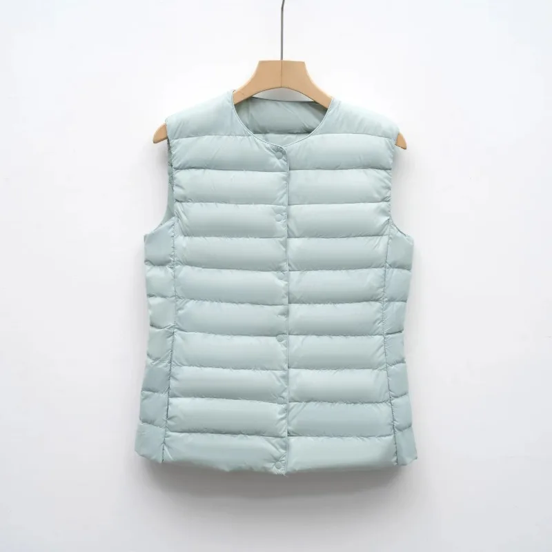 Women White Duck Down Vest Sleeveless Ultra Lightweight Portable Puffer Jacket Autumn Winter Warm Liner Vest Waistcoat