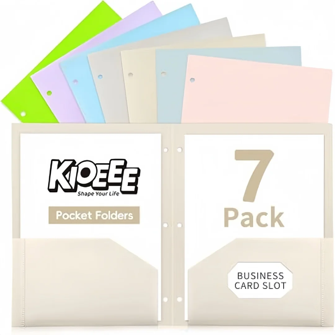 7 Pack Plastic Folders with Po - Paper Punch 3 Hole recension och pris